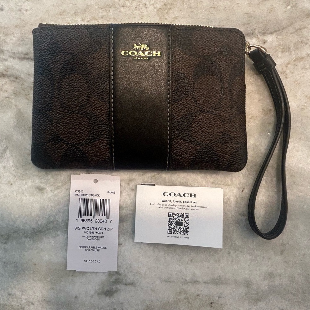Coach Black and Brown Wristlet